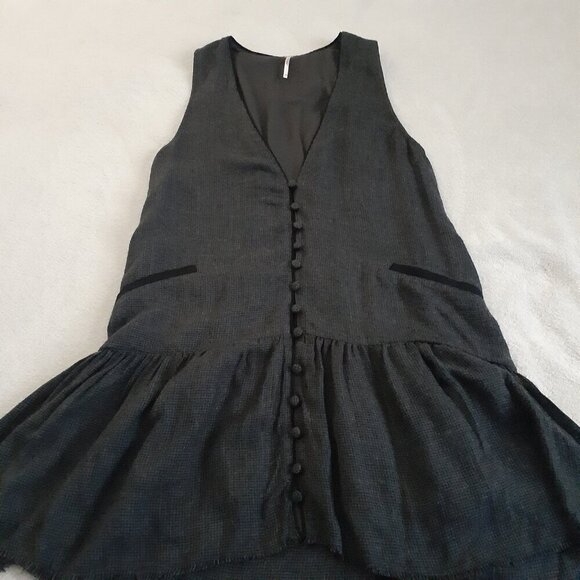 Free People Women's Size XS Gray Houndstooth Anas Button Vest Mini Dress - Picture 3 of 13